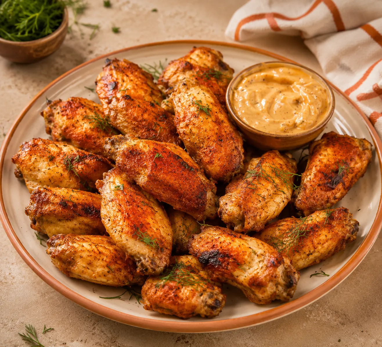 Caribbean jerk chicken wings tossed in island seasoning at Bikkles N’ Tings Caribbean Eatery in Edmonton, AB